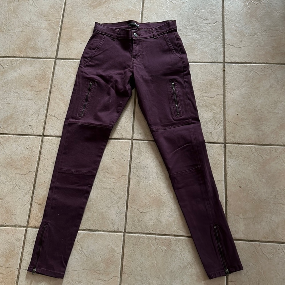 Banana Republic Burgundy Moto Biker Style Skinny Jeans - Size 0- NWT
